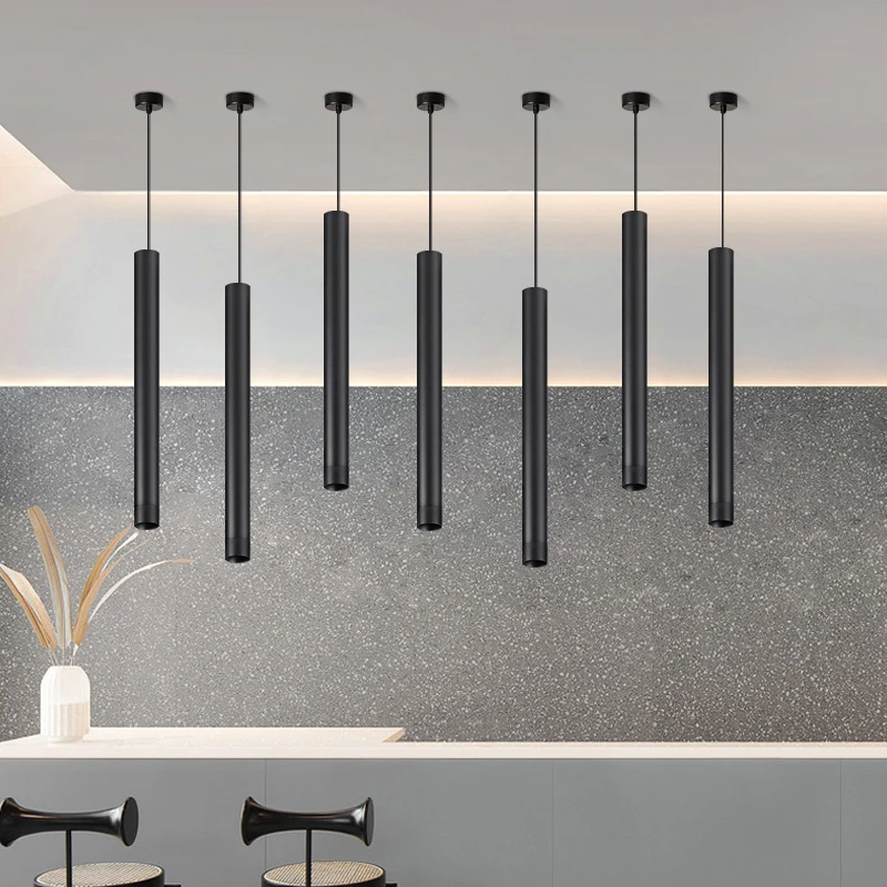 

Modern LED Long Tube Pendant Lights Minimalist Restaurant Dinning Room Bar Decor Cylindrical Pendant Lamps Kitchen Hang Lamp