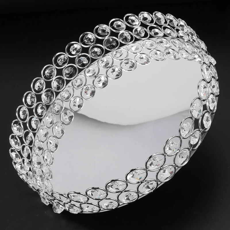 2 шт. серебристый круглый зеркальный декоративный поднос для хранения косметики