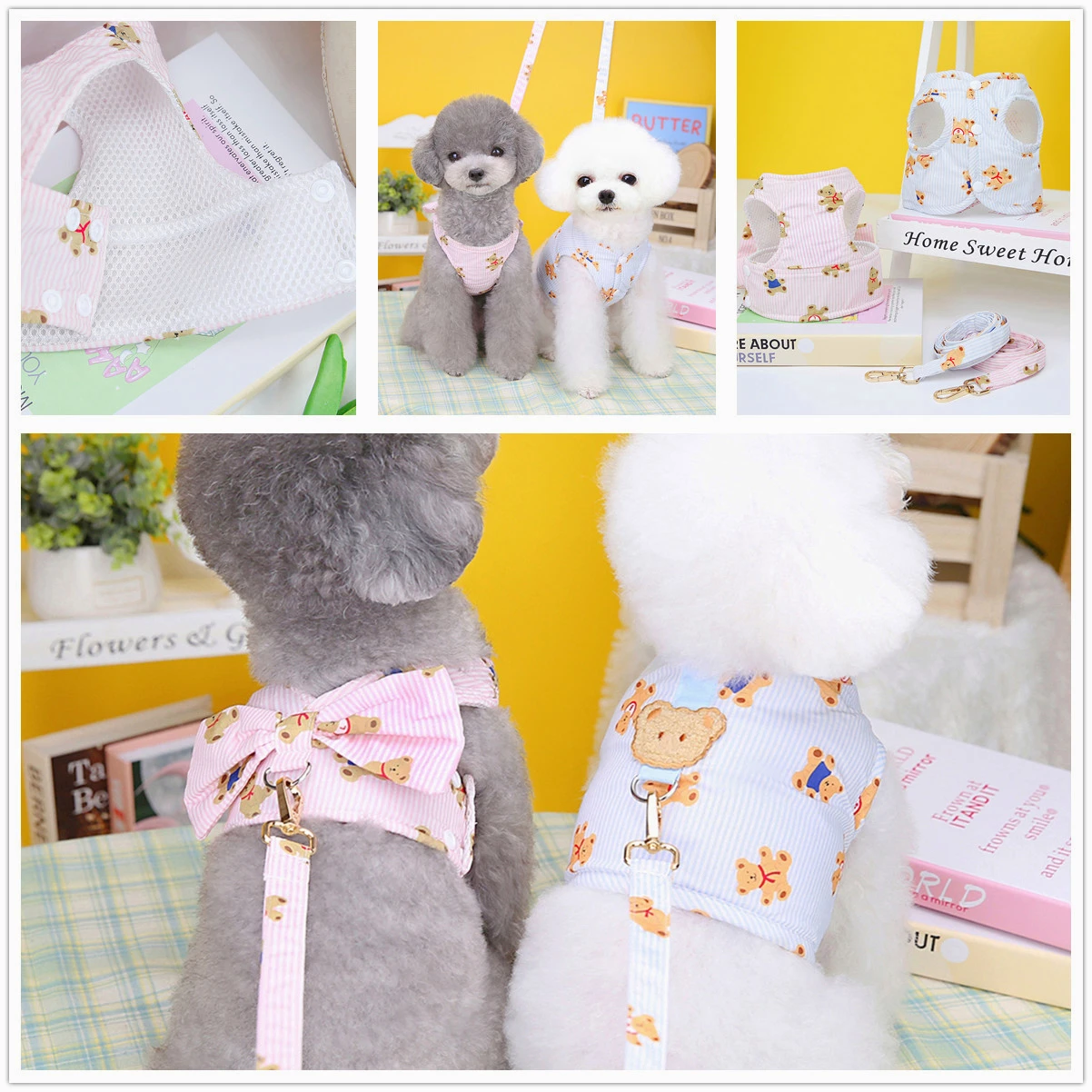 

Spring and Summer Couples Pet Clothing Puppy Clothes Teddy Pet Clothes Chest Back Chest Strap Rope Factory Wholesale dog collar