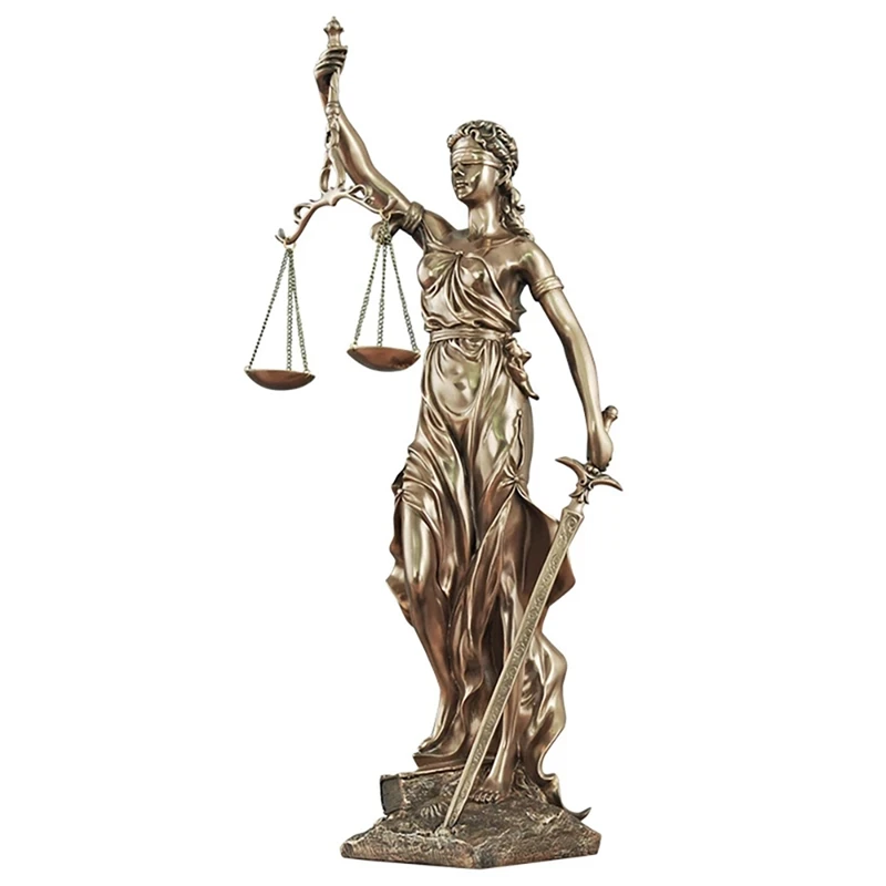 

2Pcs Justice Fair Themis Statues Justitia Goddess Sculpture Resin Craft Home Decoration Art Desktop Wine Cabinet Display