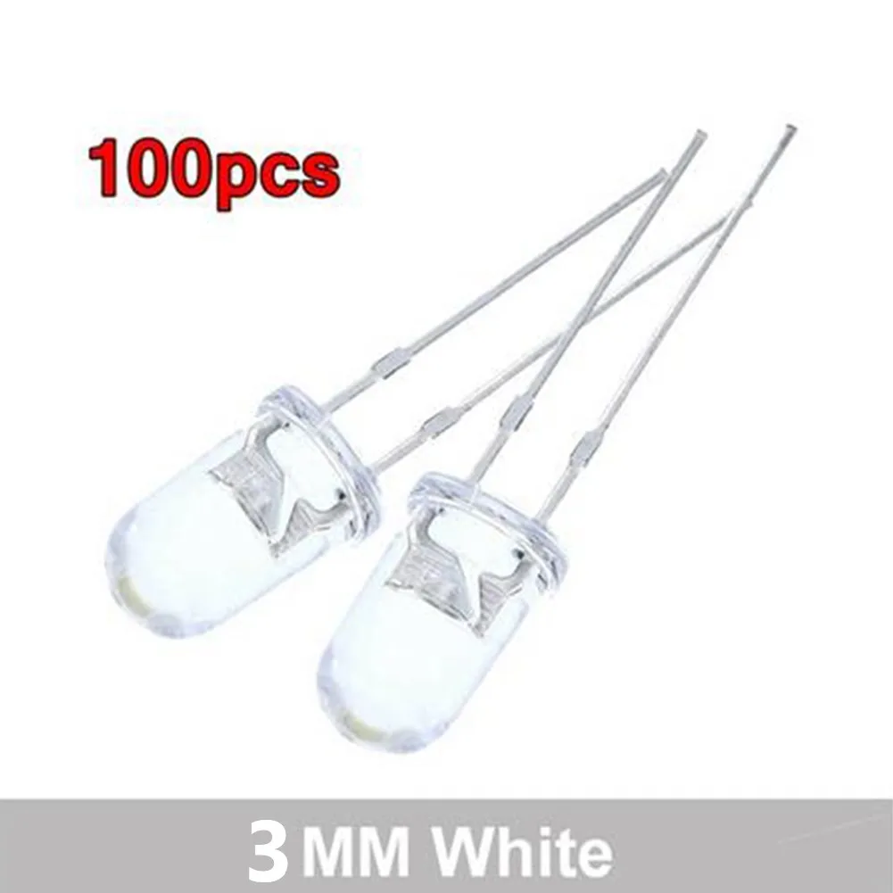 

Bulb Ultra Bright LEDs Part Wear-resistance 100 LEDs 17mm Length 2 Stitches 3MM LED Lights Long Lasting NA Socket