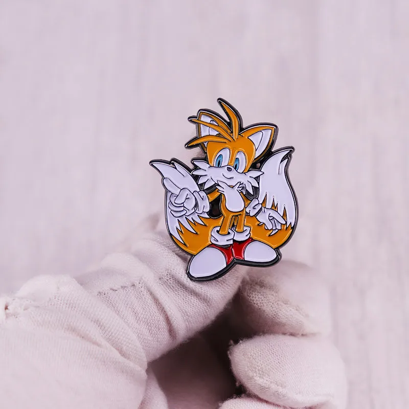 Эмалированная булавка в стиле аниме с мультяшными сониками ежиками и лисьими