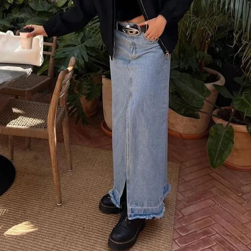 2023 Новая хлопковая простая винтажная длинная юбка трапециевидной формы с