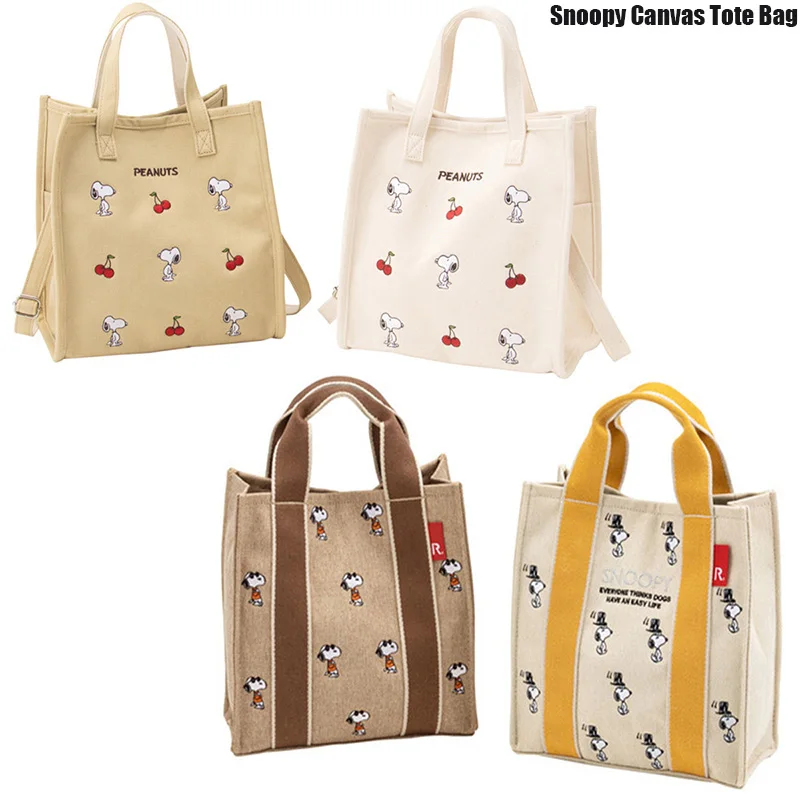 Kawaii Cartoon Snoopyed Clutch Bag Cute Student Portable Soft Stufffed Anime Plush Canvas Shoulder Messenger Lunch Bags