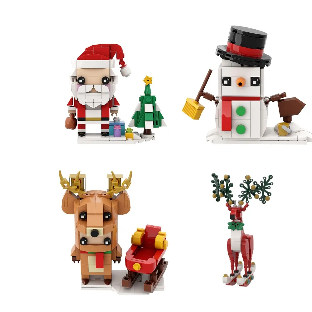 

Gobrick MOC Рождественский Санта-Клаус, строительные блоки, семейная церковная елка, олень, мини-кирпичи, игрушки для детей, рождественский подарок