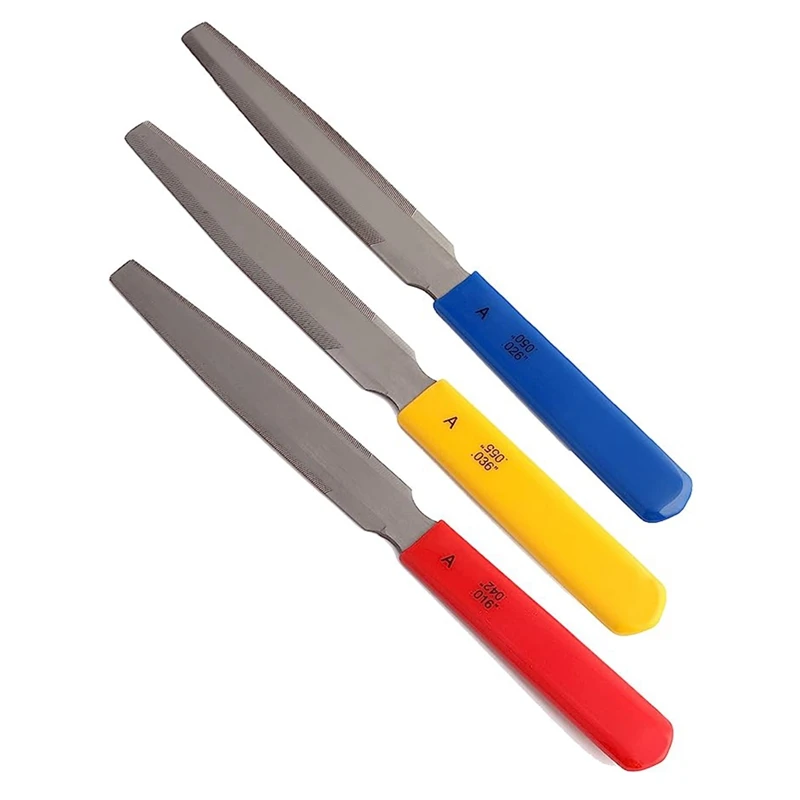 

3 PCS Conical Guitar Nut File Nut Slot File Set Double Edge Wire File Wooden Guitar Bass Wire Tool Metal+Plastic