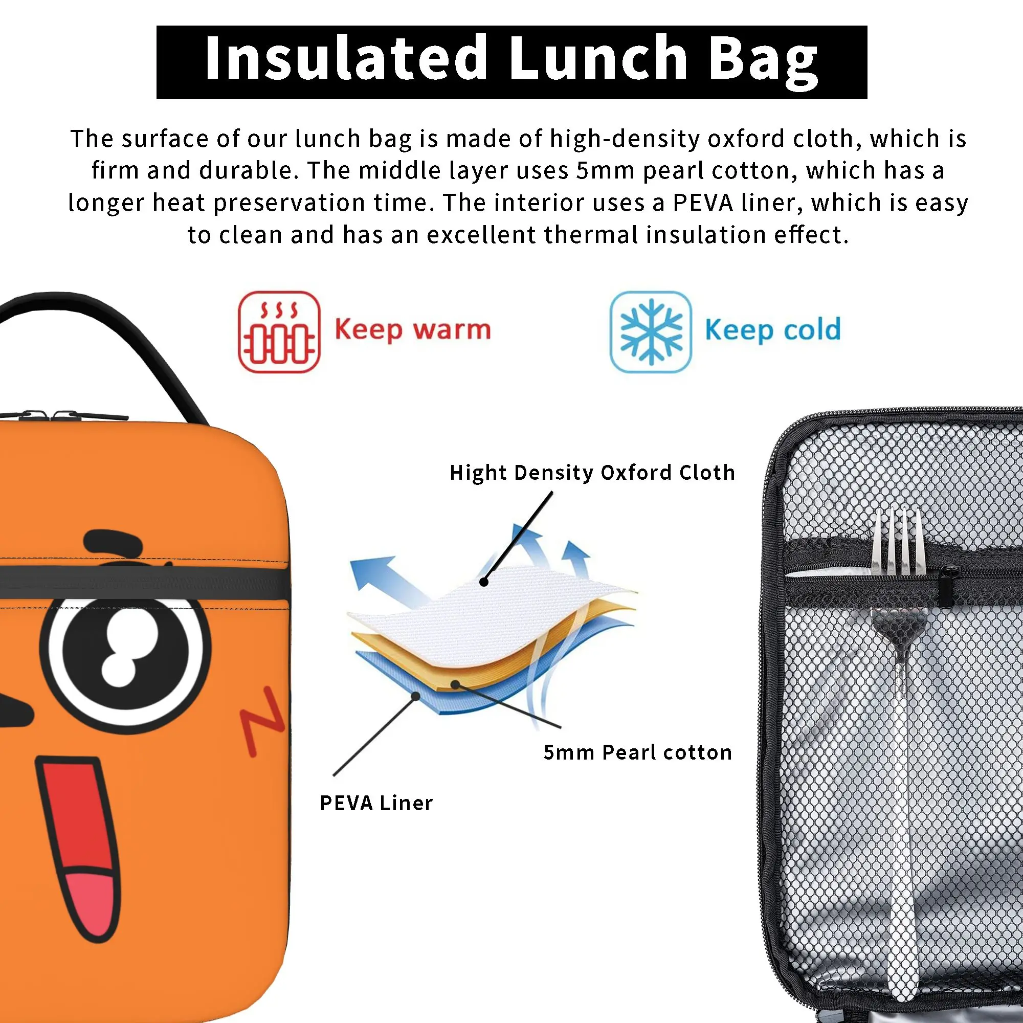 Фото Термосумка для обеда Darwins Face Insulated Lunch Bags Portable Amazings Gumballs Lunch Container Thermal Bag Tote Lunch Box Work Picnic Food Bag №5