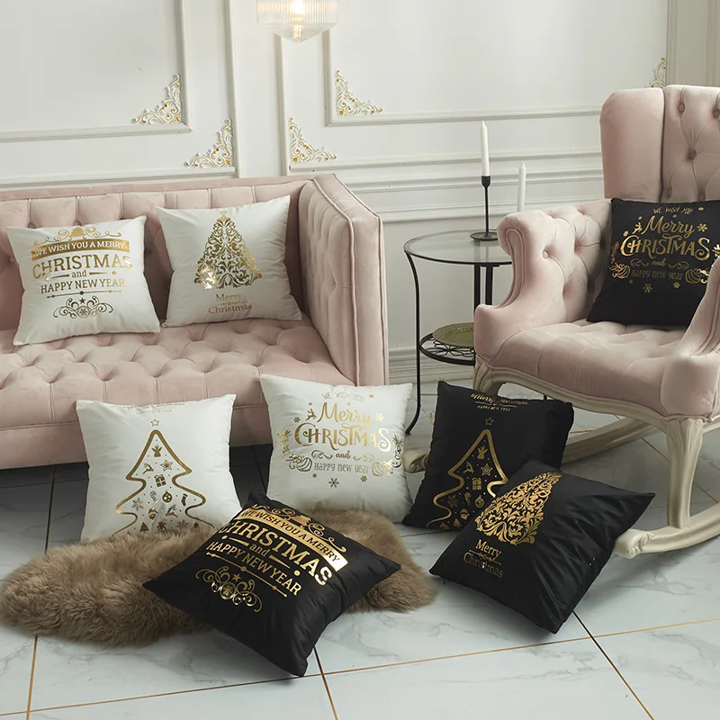 

Новинка 2023, Рождественская подушка в простом стиле, позолоченная Подушка, элемент рождественской елки, чехол для диванной подушки без сердечника