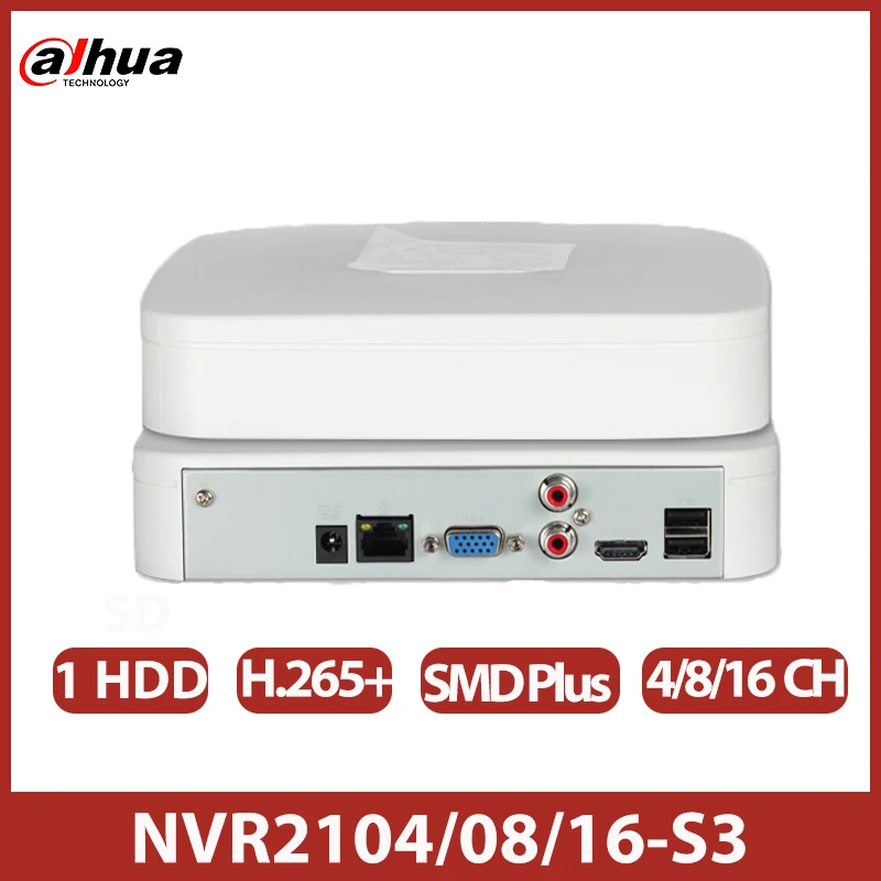 

Dahua 4/8/16 Channel Smart 1U 1HDD Network Video Recorder SMD Plus Onvif Security Protection System Camera NVR2104/08/16-S3