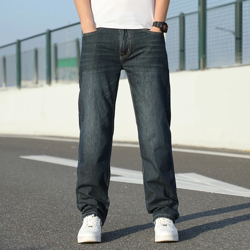 

Oversize Jeans Men Brand Loose Trousers Fat Men's Clothing Cotton Breathable Baggy Jean Straight Casual Denim Pants 48 Plus size