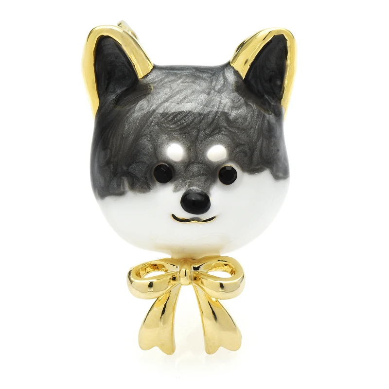 

Wuli&baby Enamel Akita Dog Brooches For Women Unisex 2-color Cute Puppy Pets Party Casual Brooch Pin Gifts