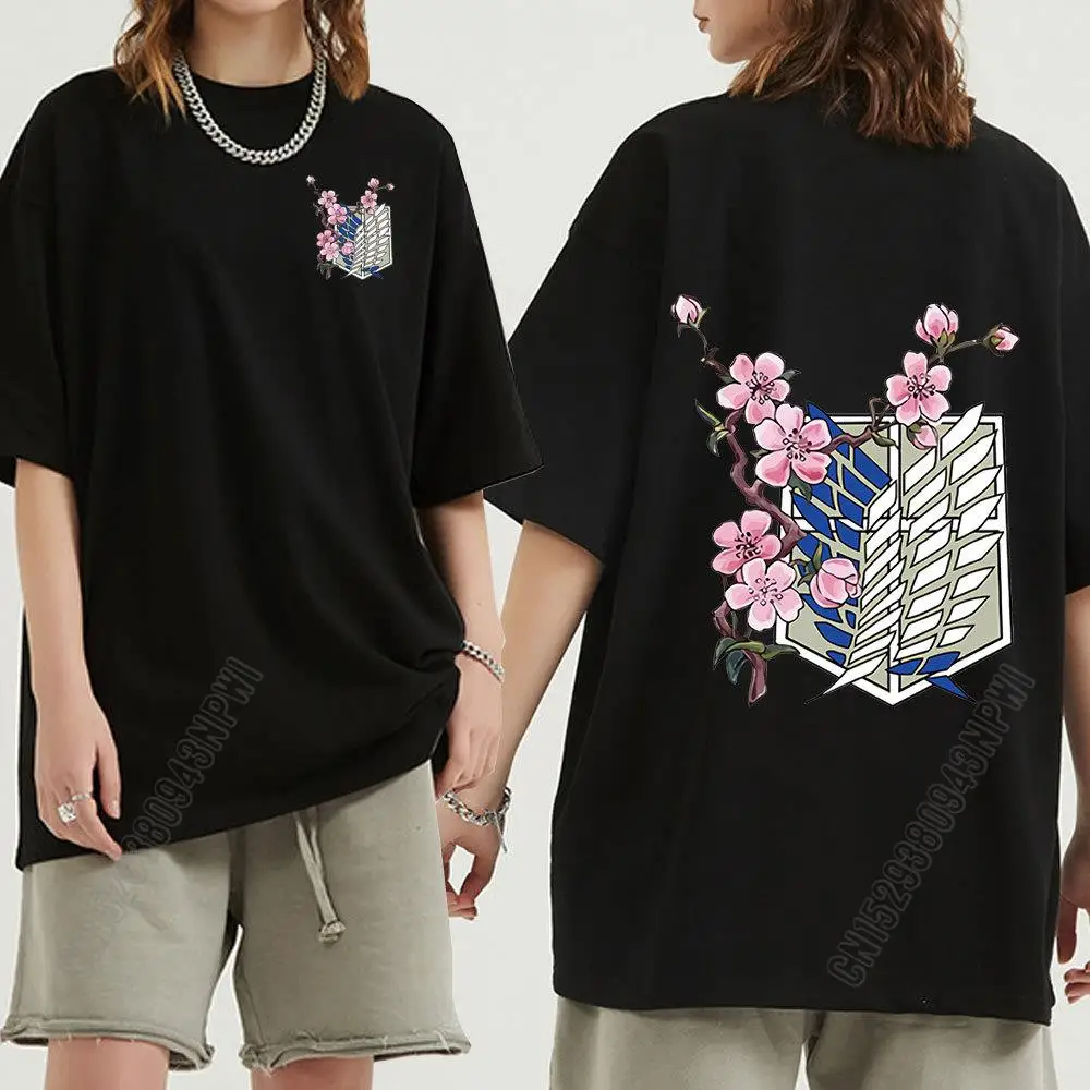 

Attack On Titan Japan Anime Sleeve Short T Shirt Streetswear Harajuku Graphics T-Shirt Unisex Cotton Hip Hop Tee Tops