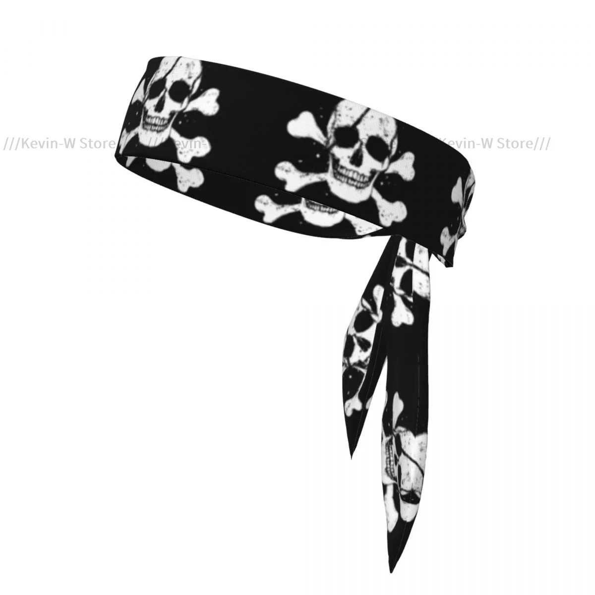Спортивная повязка на голову черная бандана с пиратским флагом для йоги тенниса