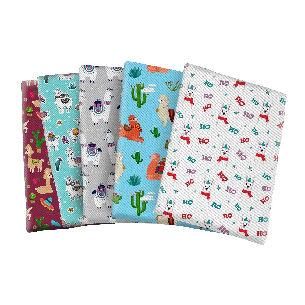 

50*145CM Polyester Cotton Cute Cartoon Alpaca Fabric for Kids Clothes Hometextile Curtain Cushion Cover DIY