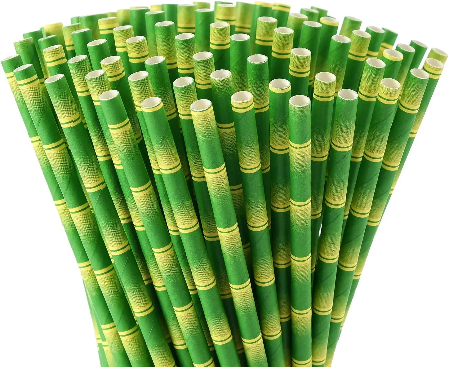 

25pcs/lot Green Bamboo Paper Straws Happy Birthday Wedding Decorative Event Tropical Party Supplies Drinking Straw
