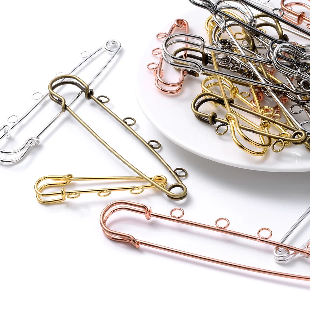 10pcs Safety Pins Brooch 50/80/90mm Blank Base Brooch Pin With Holes  Pin for DIY Jewelry Making Supplies Accessorie