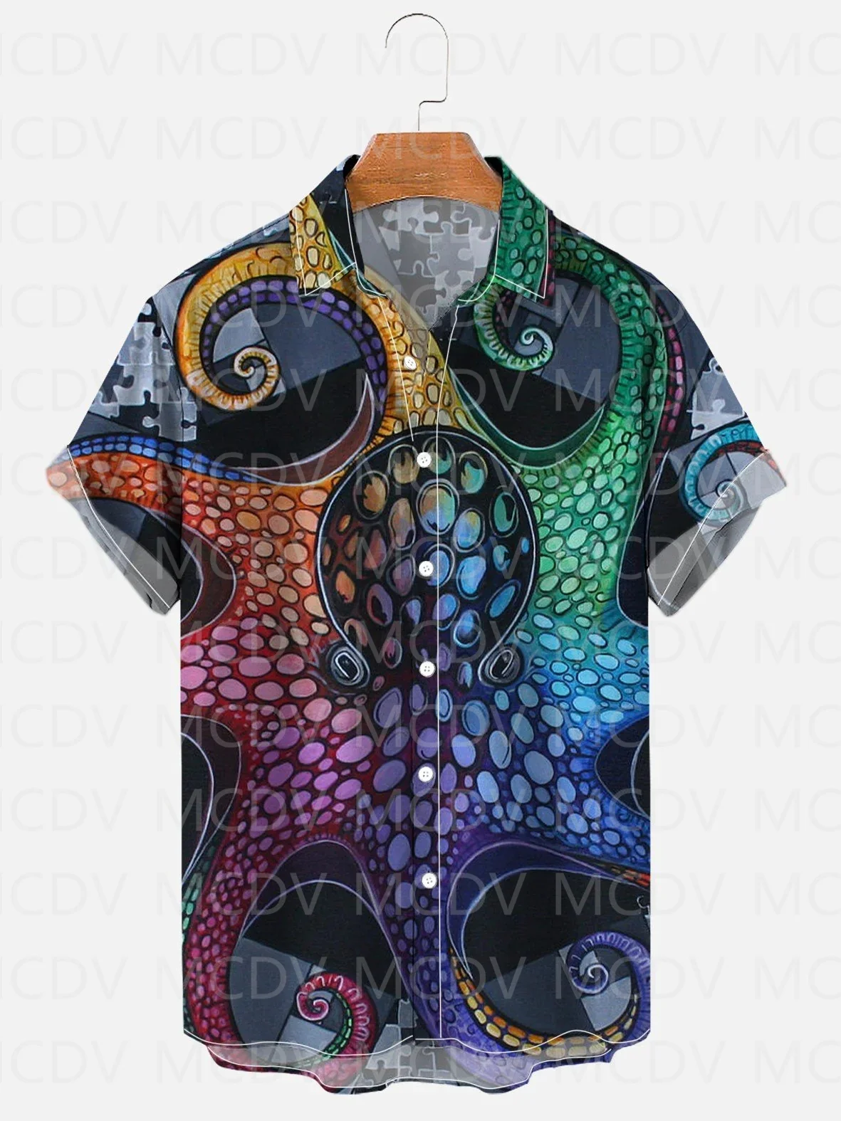 

Ocean Octopus Art Peacock Feathers plaid Aloha Tie Dye Hippie Peace And Love Graphic Men's Vacation Beach Hawaiian Shirts