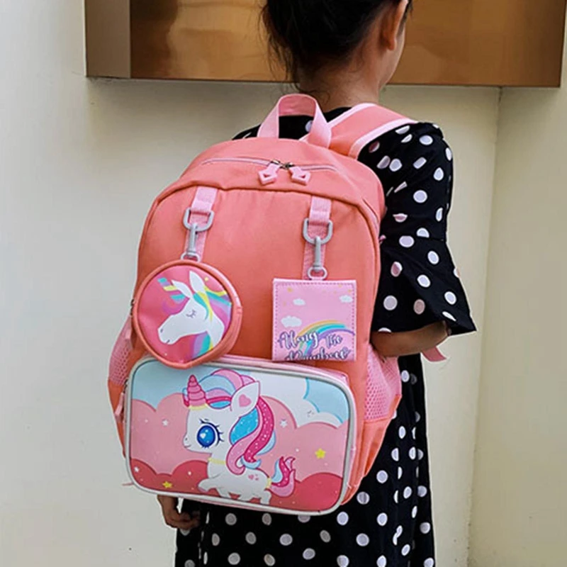 

Schoolbag Boy Traveling Children School Backpack For Girls Aged 6-12 Kids School Bags Book Bag with Mini Coin Purses