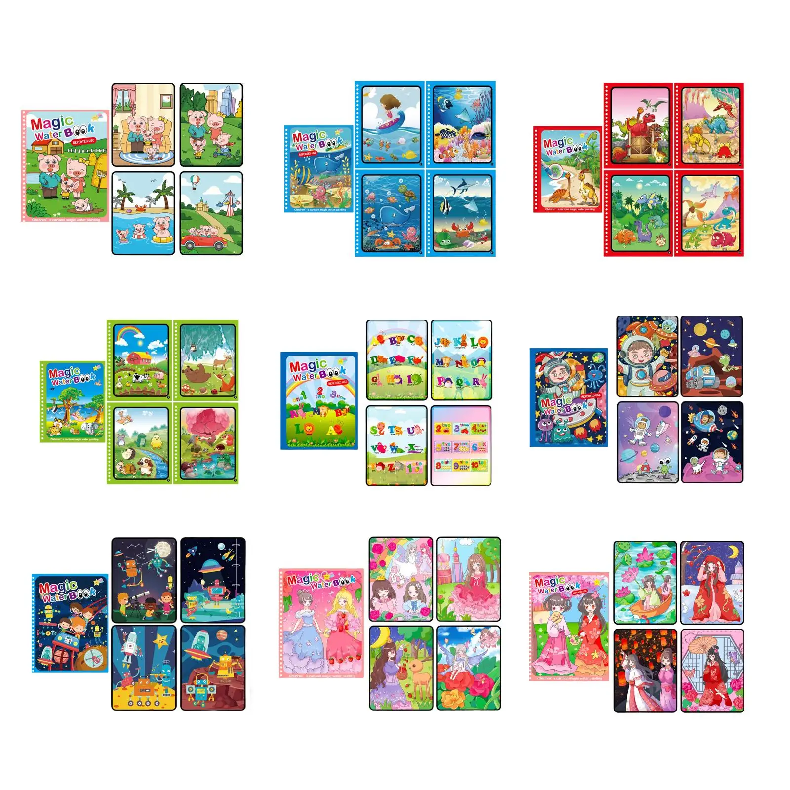 

Water Painting Album Educational Toy Water Activity Books Set for Preschool