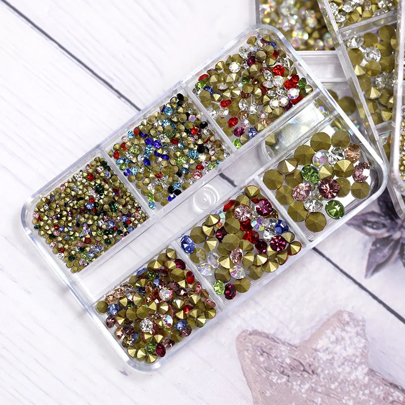 

1000PCS/Box Super Glitter White AB Colorful SS4-SS20 Sharp Crystal Diamonds Glass Nail Art Rhinestones Jewelry Manicure Charms