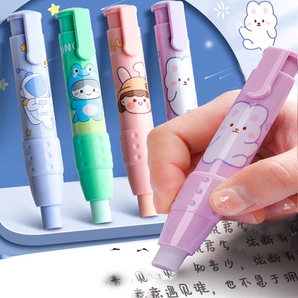 

Retractable Eraser Stationery Pencil Rubber Refillable Erasers Refill for Kids Art Writing Correction Supplies Eraser Pen