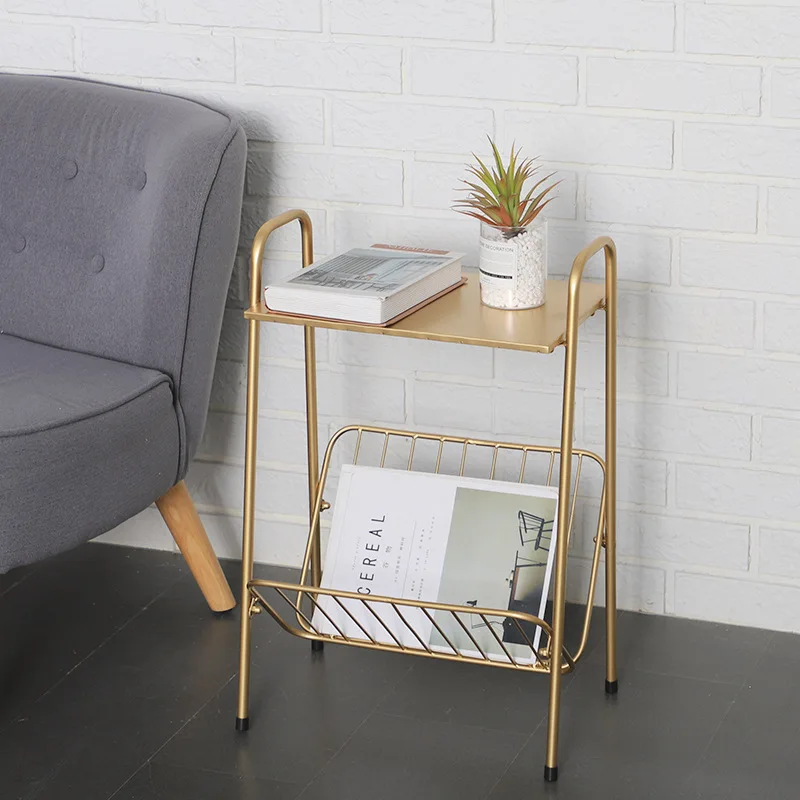 

Nordic Iron Disassembly Small Coffee Table Living Room Sofa Bedroom Bedside Corner Simple Newspaper Magazine Storage Rack