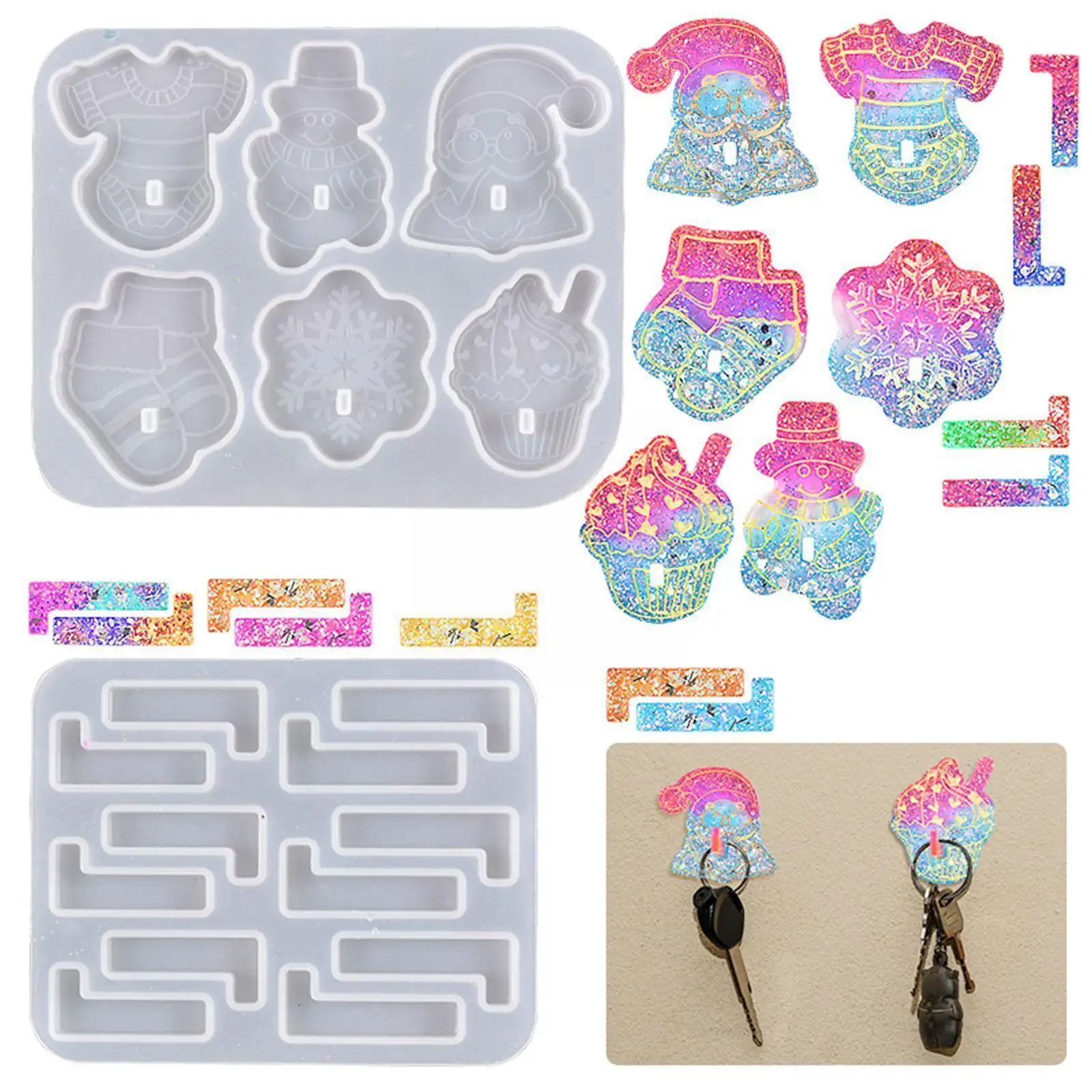 

Diy Glue Dropping Hook Mold Punching Coat Hook No Hole Mold Silicone Hygiene Kitchen Mold Resin Christmas Hook Hook S0J3