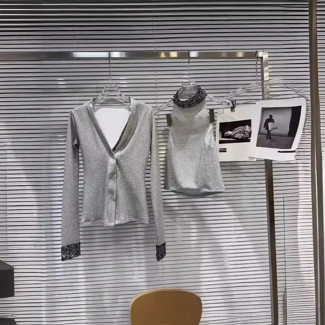 Женский кардиган с длинными рукавами и v-образным вырезом Pure Desire летний дизайн 2024