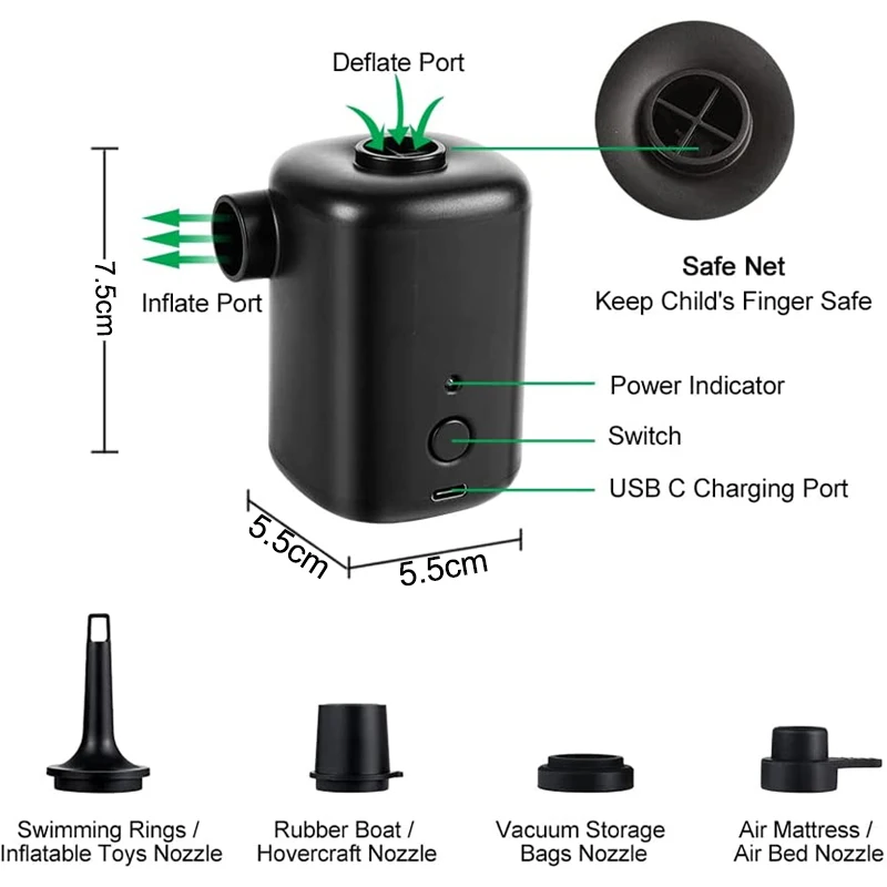 Уличный Портативный электрический воздушный насос для матраса коврика
