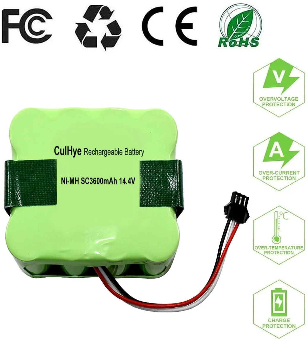 Ni-MH 14.4V 3600mAh Battery for Bobsweep 017144-TN bObi Classic BObi Pet Robotic Vacuum Cleane BQBS1000 BQBS1003