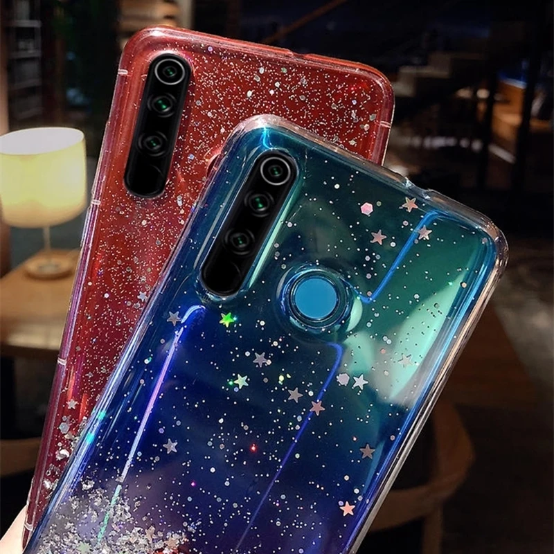Блестящий Мягкий Прозрачный чехол со звездами для Xiaomi 12 9 8 SE 8a 6A 8X mix3 mix2s A2lite redmi 9A 9C