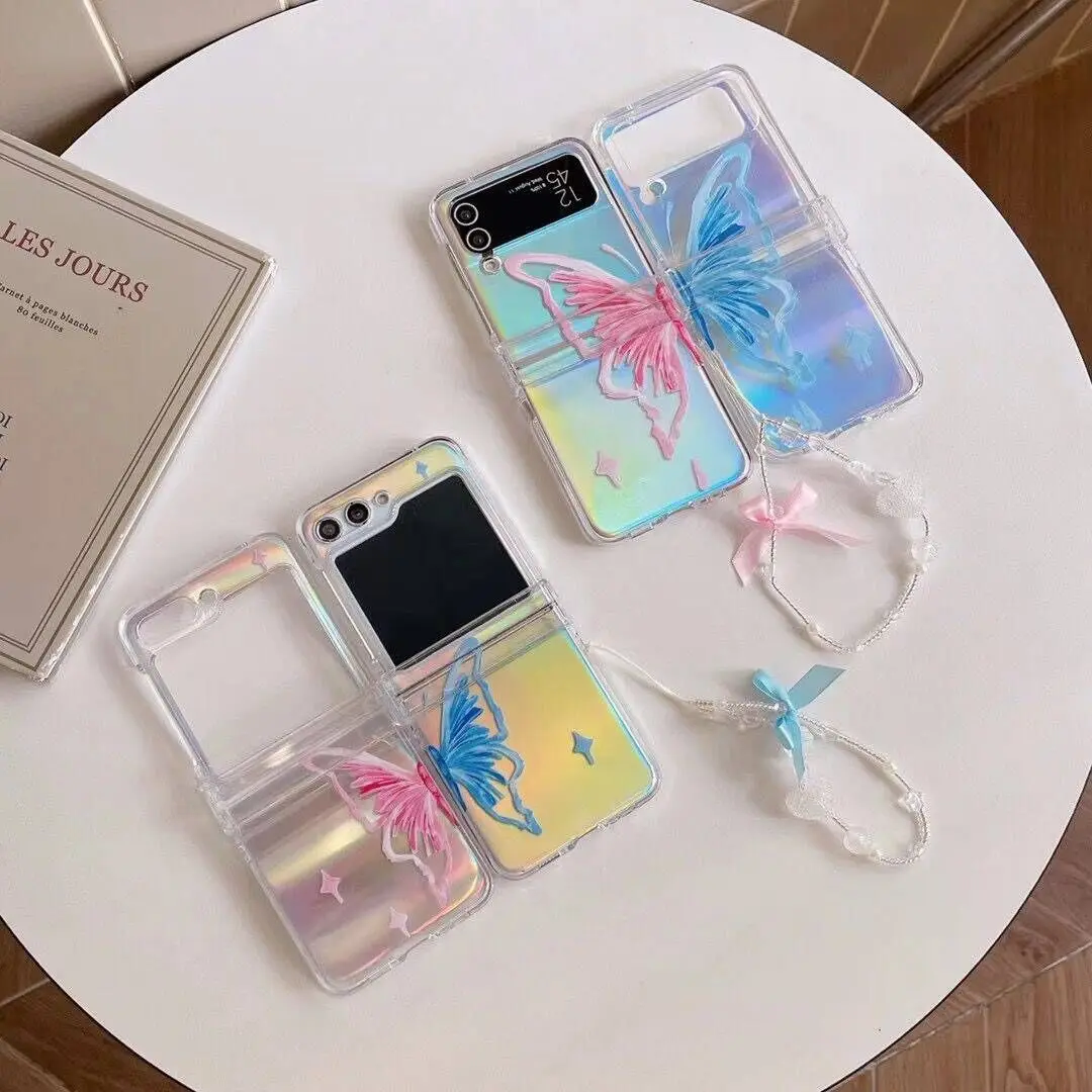 Симпатичный Прозрачный лазерный браслет с бабочкой и замком петлей для Samsung Galaxy Z