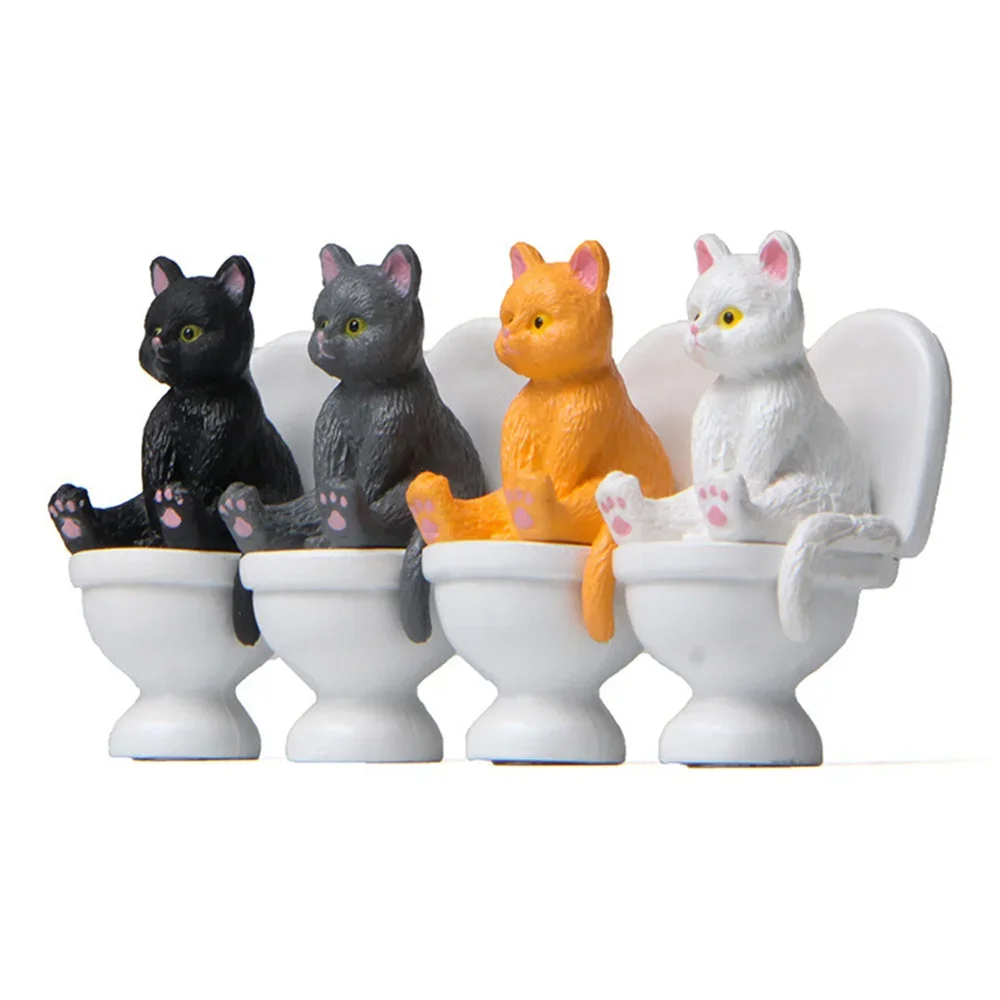 Забавные фигурки кошек сидячее украшение для туалета кавайная Миниатюрная