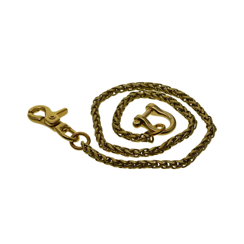 

vintage Brass wheat wallet jean trousers chains snake chain D shackle connector lobster clasp keychains