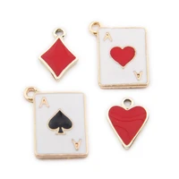 10pcslot new drip oil alloy small pendant enamel playing card poker shape diy jewelry accessories charms