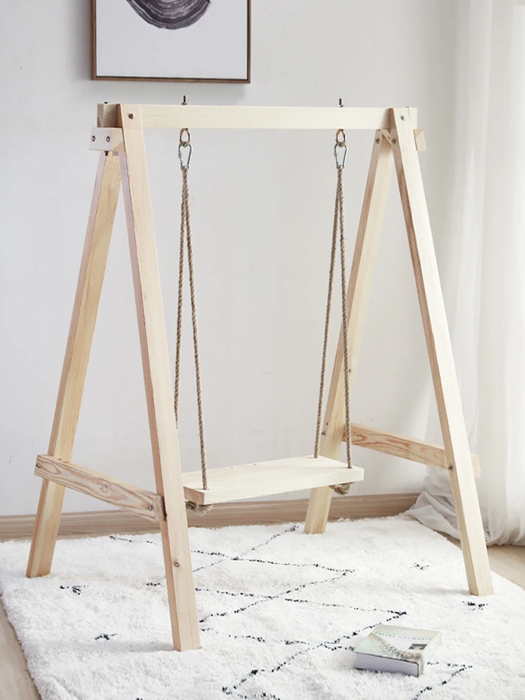 

Hanging basket chair, household Qianqiu hanging chair, balcony rocking chair, outdoor solid wood courtyard swing