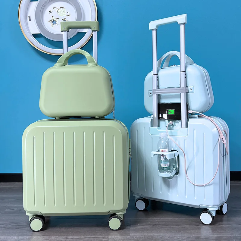 Женский чемодан на колесиках 1820 дюймов с косметичкой, ручная кладь, чемодан-тележка для мамы и дочки, дорожный сейф, маленький многофункциональный кейс (art.: 3920dacf5a4c2) - 3920dacf5a4c2