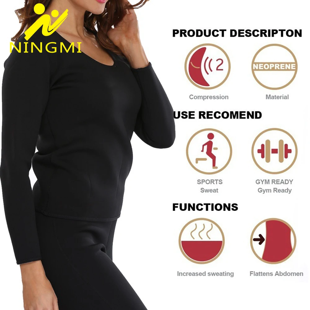 Женский пояс NINGMI неопреновые с длинным рукавом спортивные топы для похудения и