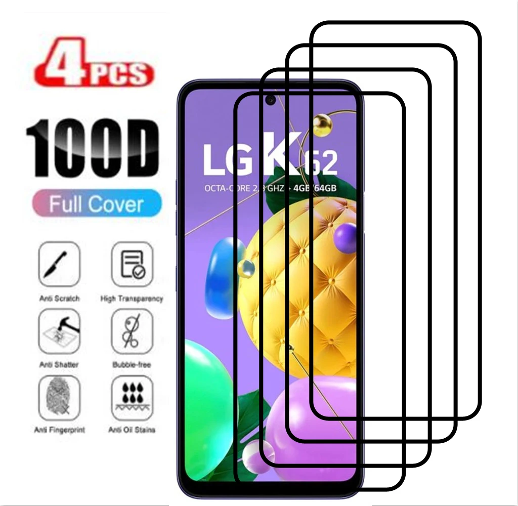 

Защитное стекло для LG K62 Q31 Q51 Q52 Q61 Q92 Plus, K71, K8X, K92, Phoenix 5, Prime Pro Plus, 5G, полноэкранное, 4 шт.