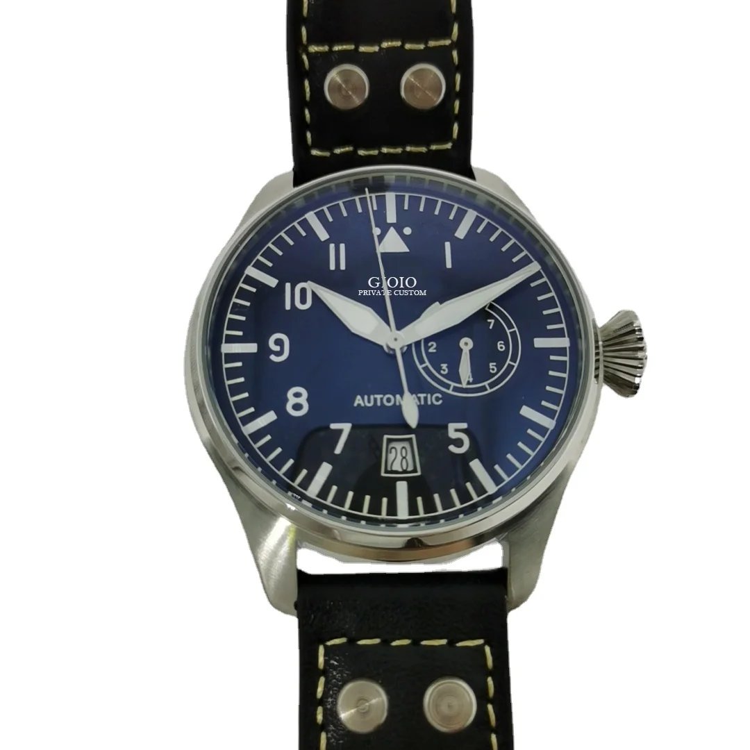 

men automatic mechanical watch pilots leather black