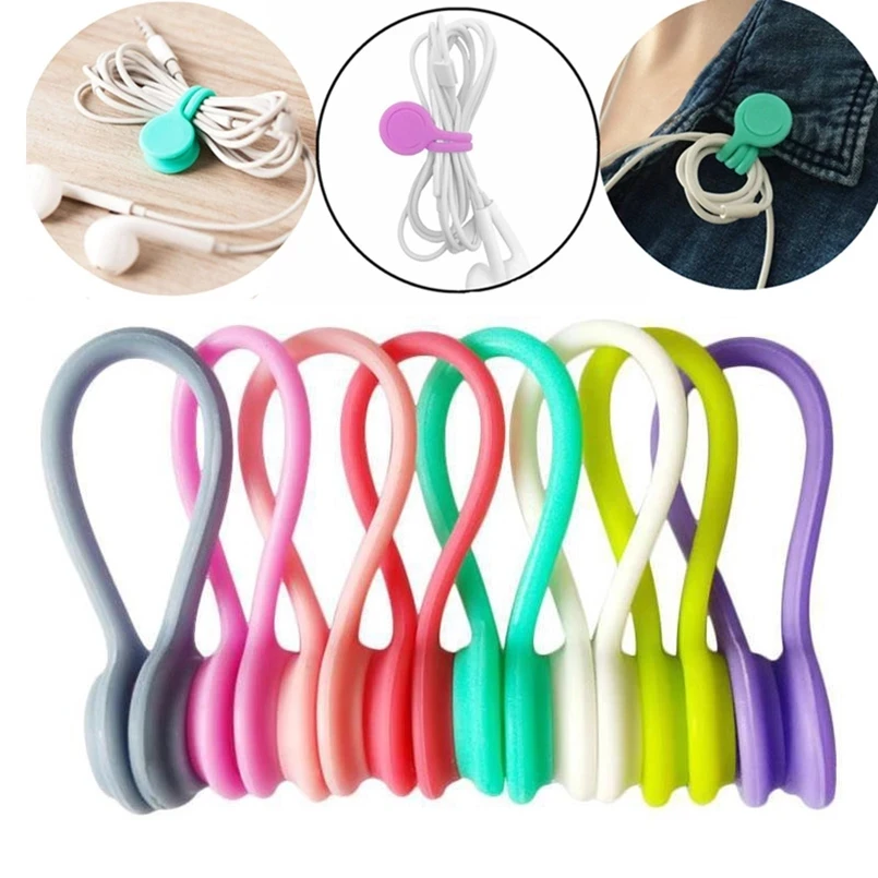 

Cord Data Magnetic Earphone 3pcs Clips Cable Cable Cable Winder Cable For Silicone Soft Holder Organizer Storage Winder Earphone