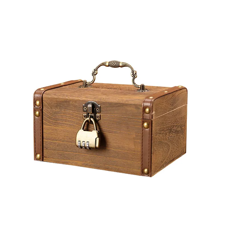 

Wood Coin Piggy Bank Money Box Children's Storage Box Bank Safe Cash Money Saving Box Vintage Salvadanaio Ornaments Gifts FP014