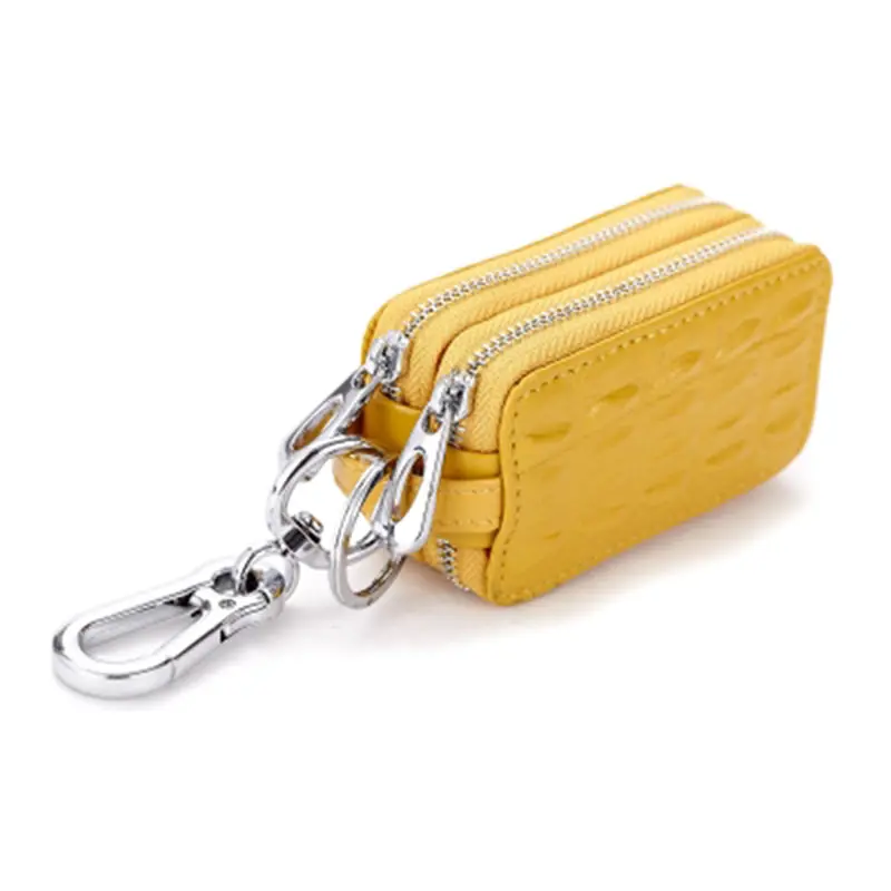 Carkey двойная молния для женщин и мужчин многофункциональная сумка из натуральной кожи брелок для ключей кошелек для монет