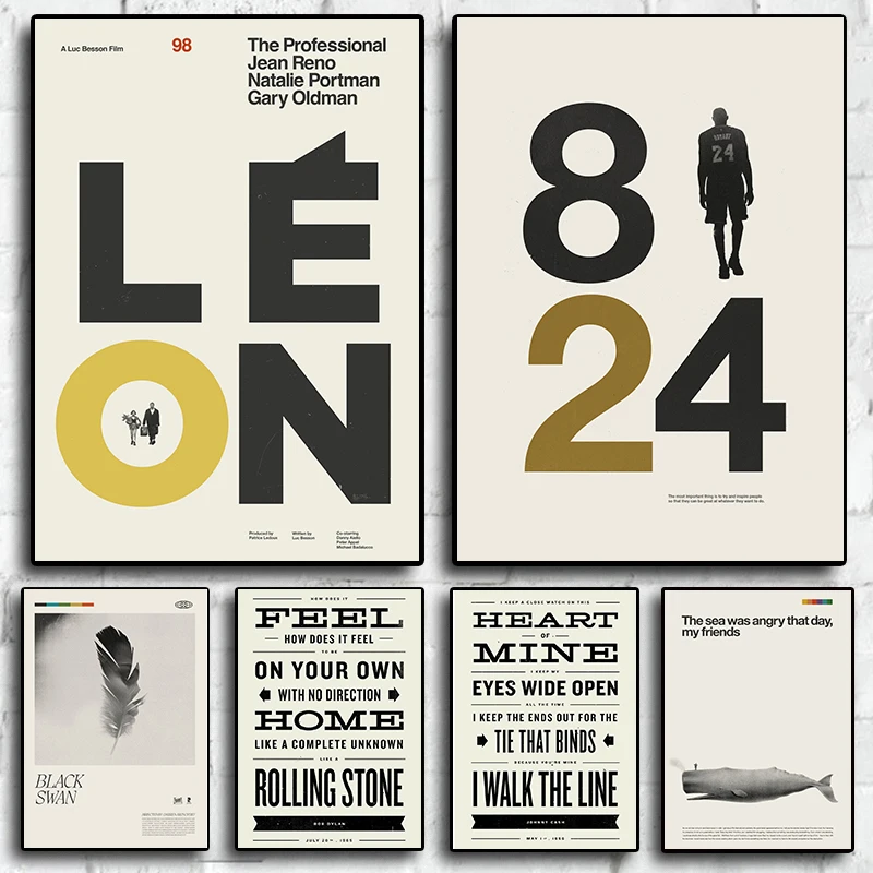 

Vintage Movie Quotes Nordic Poster Aesthetics TV Film Leon Basketball Canvas Painting Retro Home Decoration Wall Art Room Decor