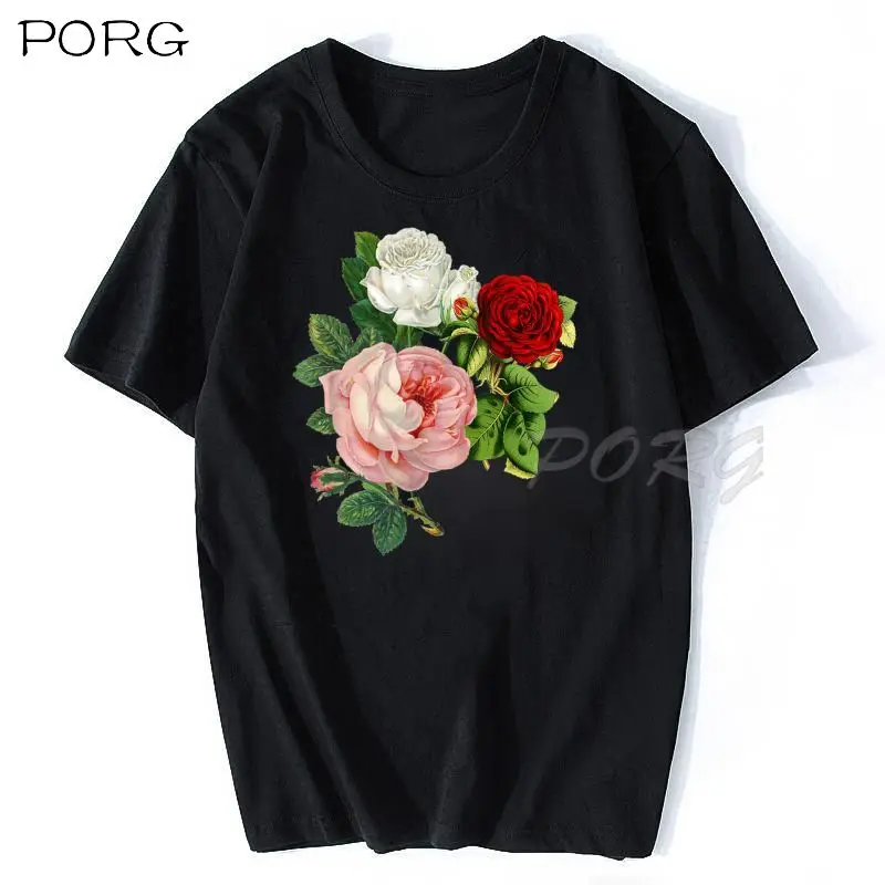 Футболка мужская с цветочным принтом винтажная Повседневная тенниска из хлопка