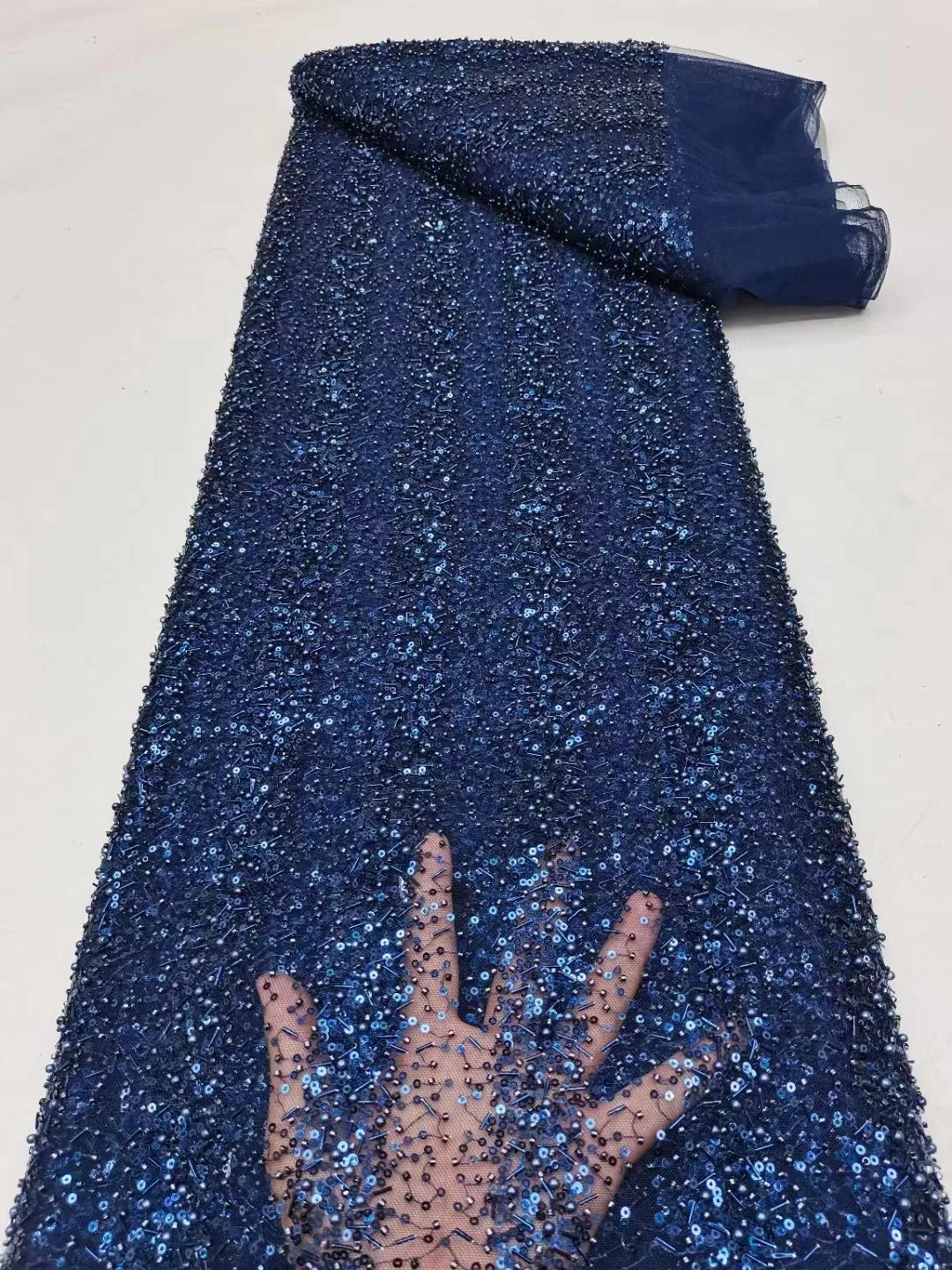 

Высококачественная африканская нигерийская вышивка с блестками 2023, тюль, кружевная ткань, Гипюровое платье, сетчатая кружевная ткань для свадебной вечеринки с бисером, 5 ярдов