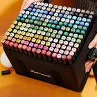 Набор маркеров для эскизов манга 168, двойная кисть, ручка, спиртовой войлок, школьные принадлежности, Перманентный маркер 16880604836 цветов