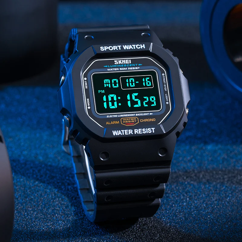 

Часы наручные SKMEI Мужские Цифровые, спортивные водонепроницаемые электронные с календарем и будильником