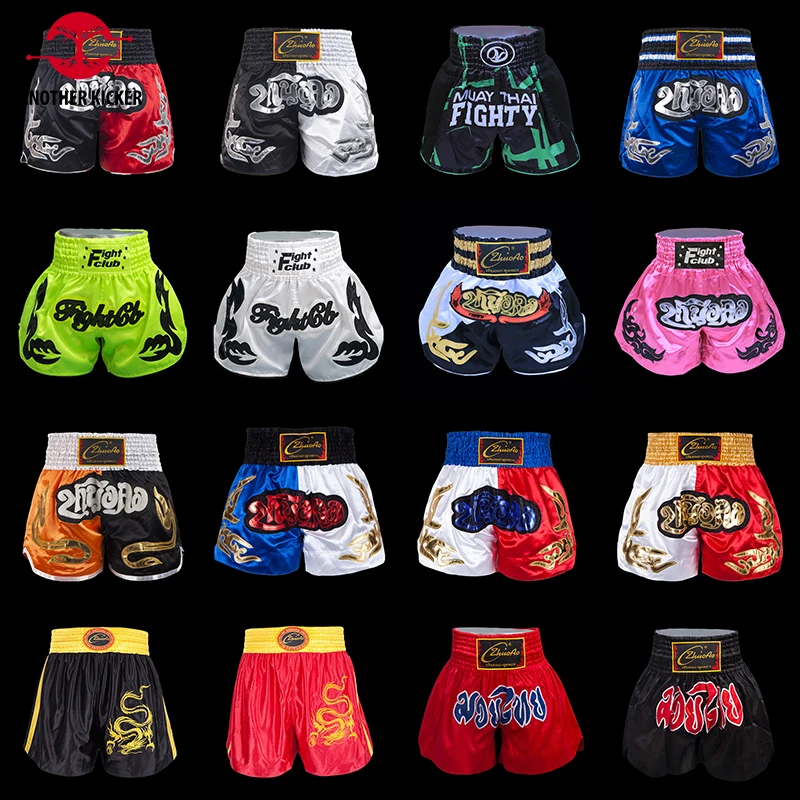 

Thai Boxing Shorts Women Men Kids Embroidery Muay Thai Pants Sanda Grappling Kickboxing Training MMA Shorts Fightwear XXS-XXXL