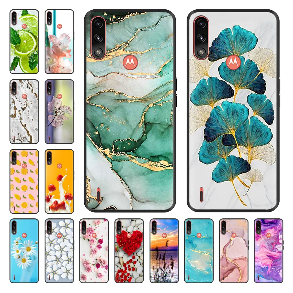 

Cover For Moto E7 Power Case Painted Marble TPU Soft Silicone Coque for Motorola Moto E7i Power Cases E7Power E 7 Power Bumper